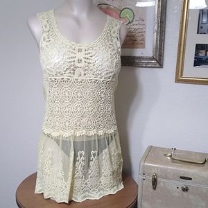 🌸Marineblu Yellow lace tunic/dress